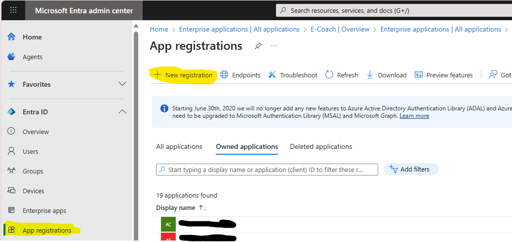App registration in Entra ID