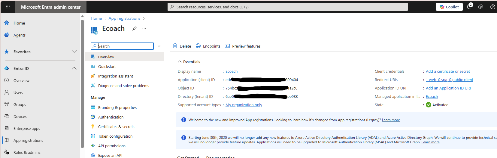 Application and Directory IDs