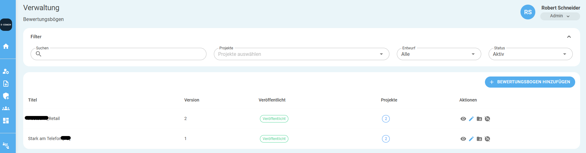 Evaluation form overview
