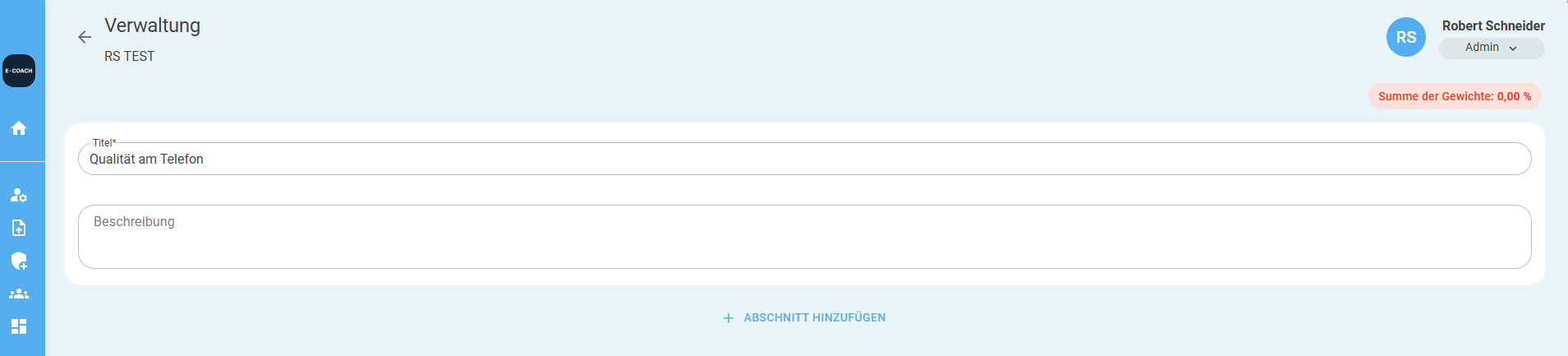 Evaluation form configuration