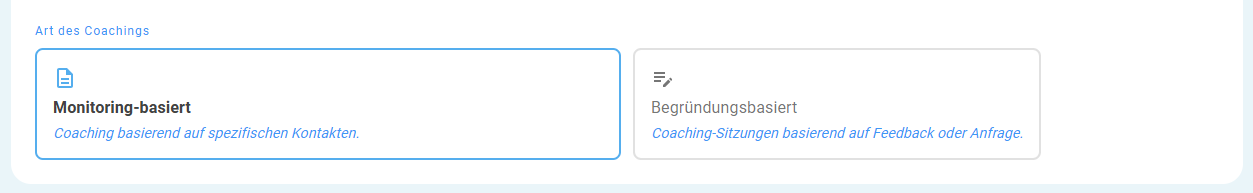 Selection of the coaching type